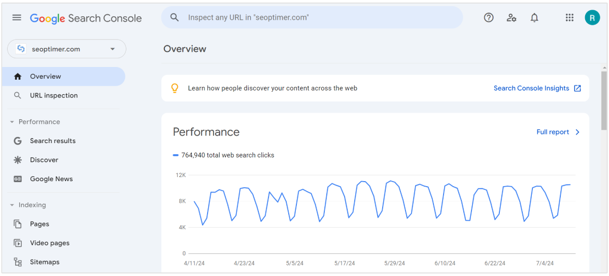 console de recherche Google